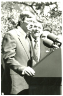Don Heinrich Tolzmann and former President Ronald Reagan in 1987 for the first German-American Day